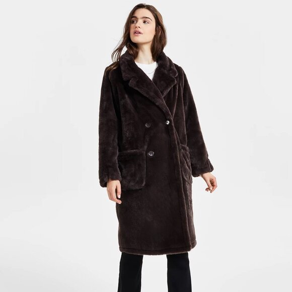 Jou Jou Faux-Fur Double-Breasted Coat - Picture 1 of 5